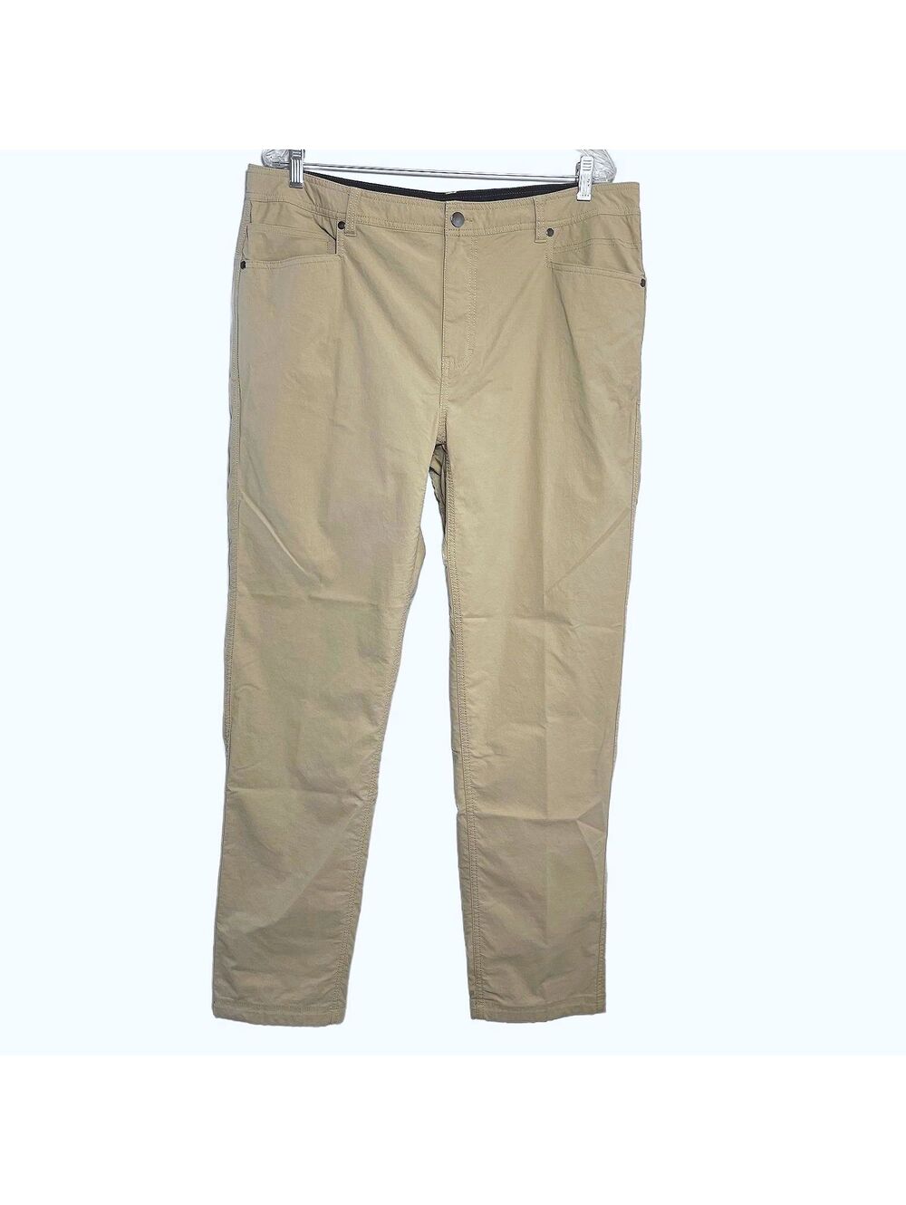 Men's Western Rise Tan Khaki Slim Fit Nylon Stretch Performance Pants Size 38